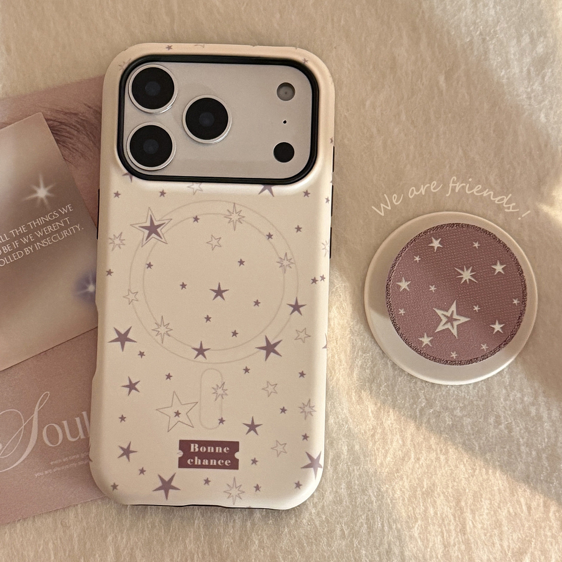 钰锴 韩信小众简约ins星星涂鸦适用苹果17ProMax手机壳iphone15新款16女13磁吸15pro带支架14防摔11保护套12