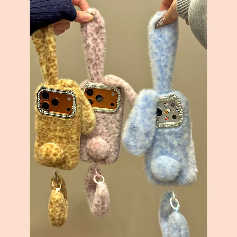 钰锴 韩系可爱秋冬毛绒豹纹兔耳尾巴适用苹果17ProMax手机壳iphone15新款16pro女款13超火15pro/14防摔保护套,3C数码配件,手机保护套/壳,淘宝优惠券,粉丝福利购,淘宝优惠卷