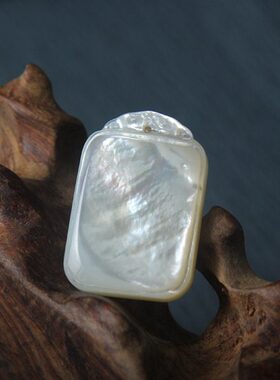 珍珠母贝螺钿平安无事牌老鱼骨文玩方牌子民族风情侣项链男女吊坠