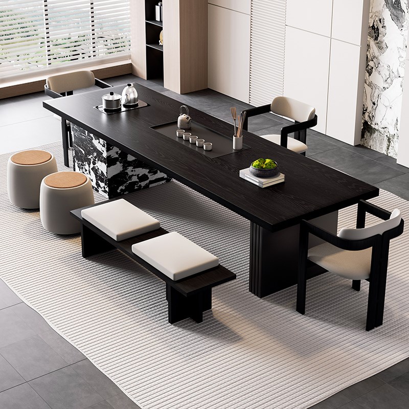 实木茶桌岛台一体式泡茶桌椅组合B意式轻奢高级感现代简约茶台新