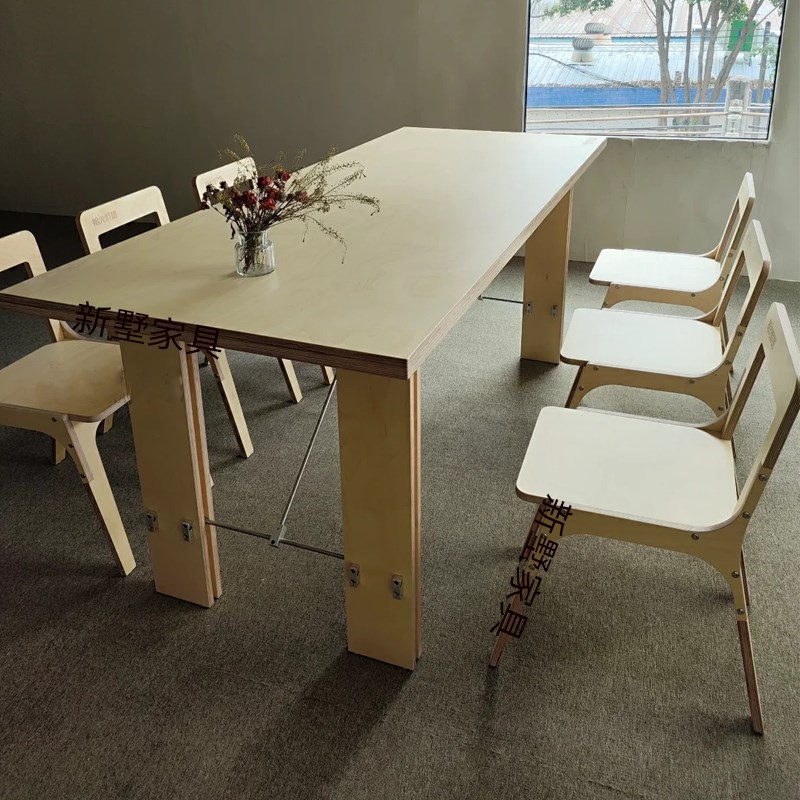 轻奢多人培训桌工作台海洋板办z公桌极简不锈钢会议桌长条书桌定