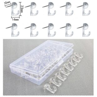 透明挂钩钉盒装50枚软木钉毛毡板图钉隐形大头钉定位钉照片墙钉钩