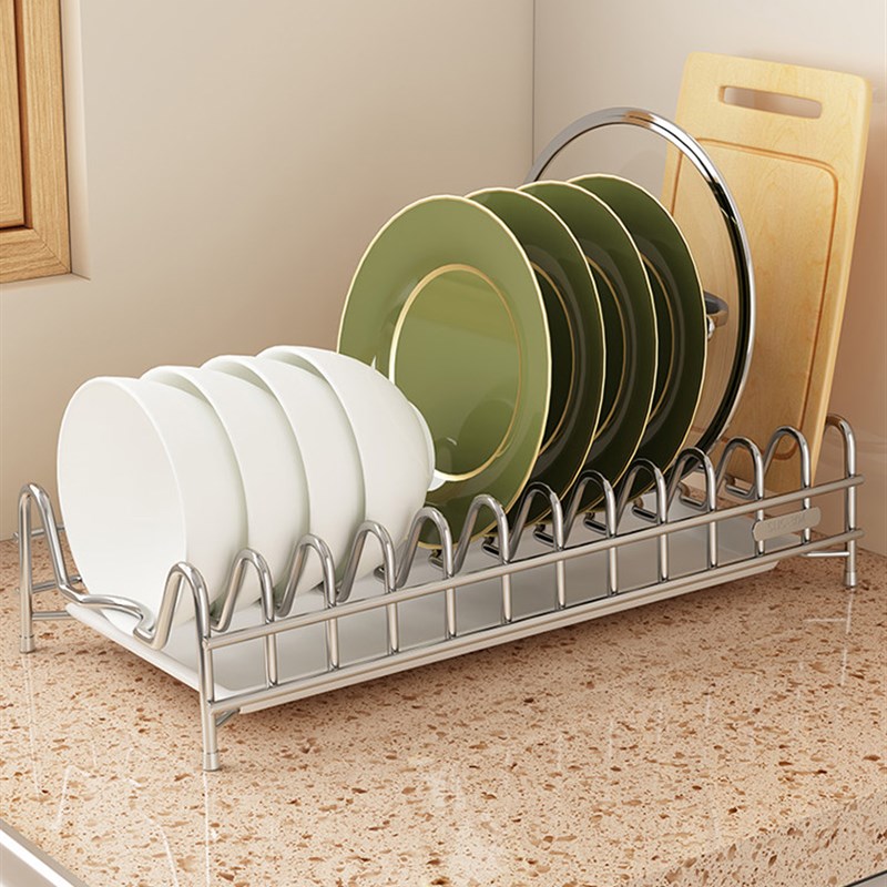 304不锈钢碗碟j沥水架抽拉式厨房抽屉台面窄款碗盘收纳置物架小型