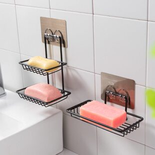 肥皂盒卫生间置物架壁挂沥水免打孔香皂架双层创意不锈钢轻奢皂托