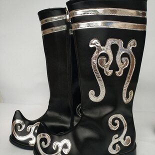 藏族演出皮靴新疆维族少数民族马靴男女款舞台表演蒙古舞蹈靴拉链