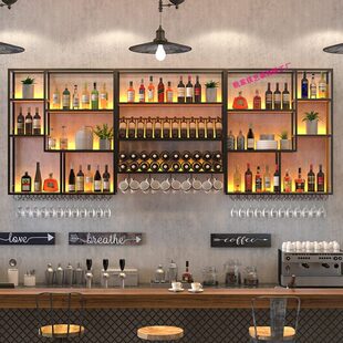 吧台置物架壁挂酒架创意上墙酒柜餐厅吊杯架铁艺装饰红酒柜展示架