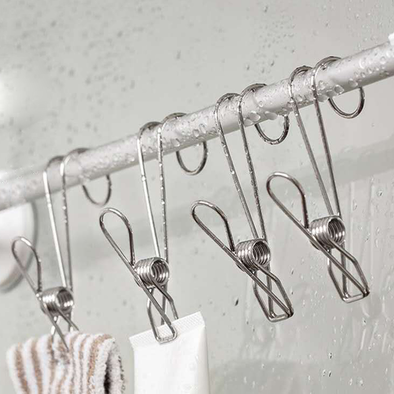 不锈钢带挂钩夹子悬挂式厨房浴室卫生间收纳M固定夹文件防风晾衣