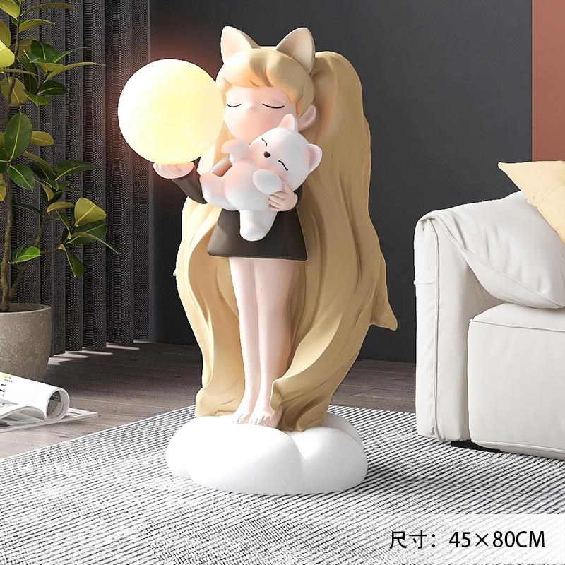 轻奢女孩大型落地摆件客厅电视柜沙发旁托盘收纳装饰W乔迁新居礼