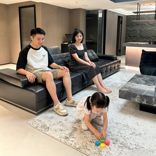 全真皮劳伦斯沙发头层牛皮客厅直排黑色3.36米多人位大平层大户型