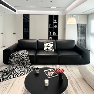 全真皮大黑牛真皮沙发头层牛皮加厚直排客厅高档大户型多人位黑色
