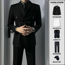 新郎结婚礼服高档西服三件套 商务休闲正装 英伦风双排扣西装 男套装