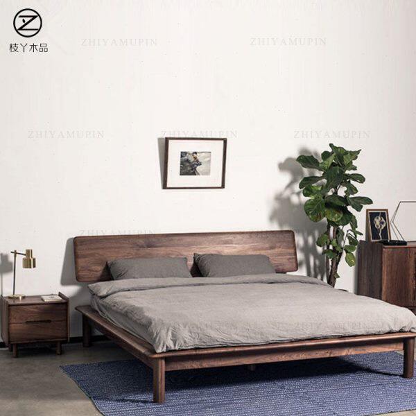 北欧实木床现代简约白橡木双人床定做北美黑胡桃木日式榻榻米矮床