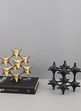 现代简约几何艺术镂空魔方金属雕塑摆件客厅玄关酒店软装家居饰品