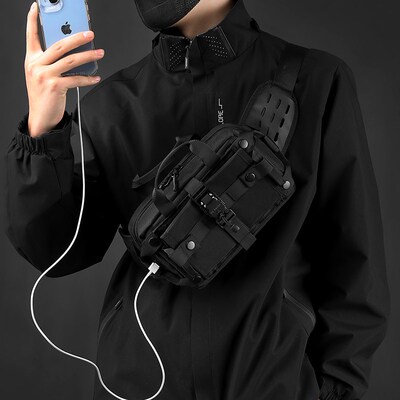胸包男斜肩跨包腰包防水户外多功能运动休闲路亚包战术工具机能包