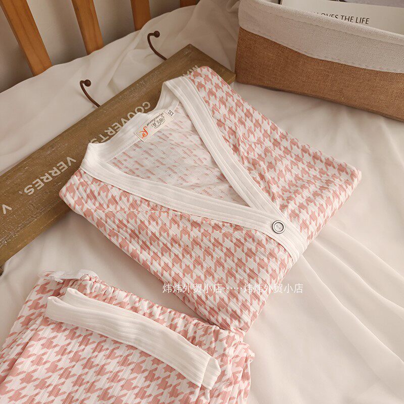 春夏薄款冰丝哺乳月子服 产後哺乳家居服牛奶丝孕妇睡衣授乳套装