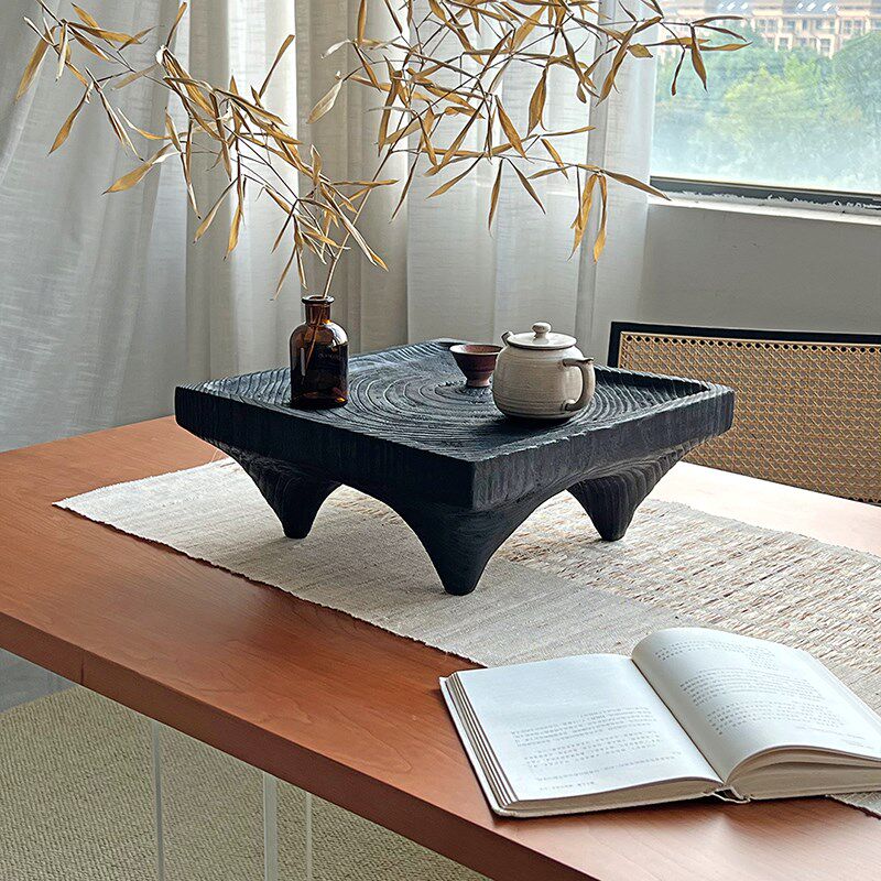 侘寂风实木碳化飘窗桌榻榻米茶桌木质炕桌小茶几茶台矮桌装饰摆件,住宅家具,炕几/飘窗几,淘宝优惠券,粉丝福利购,淘宝优惠卷