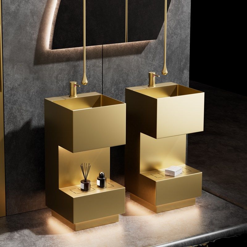 轻奢金色不锈钢方形立柱盆落地式洗脸盆酒店卫生间立柱式洗手台盆,纺织面料/辅料/配套,服装加工设备,淘宝优惠券,粉丝福利购,淘宝优惠卷