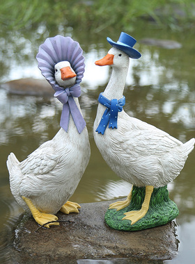 卡通鸭子装饰摆件别墅花园庭院布置户外花盆动物雕塑园林景观小品