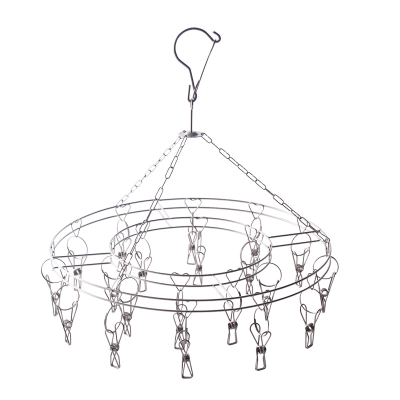 实心不锈钢防风衣架袜子架夹内衣裤晾衣架圆形加粗晾晒袜夹20夹头,收纳整理,金属衣架,淘宝优惠券,粉丝福利购,淘宝优惠卷