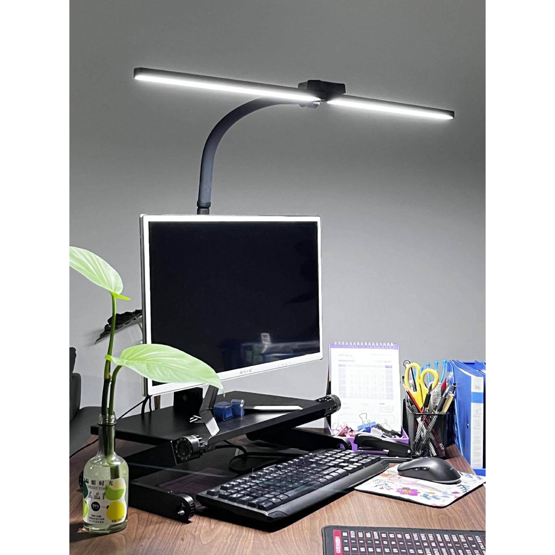 新款LED护眼屏幕台灯电脑夹子台灯双头可折叠三色调光调色RGB律动