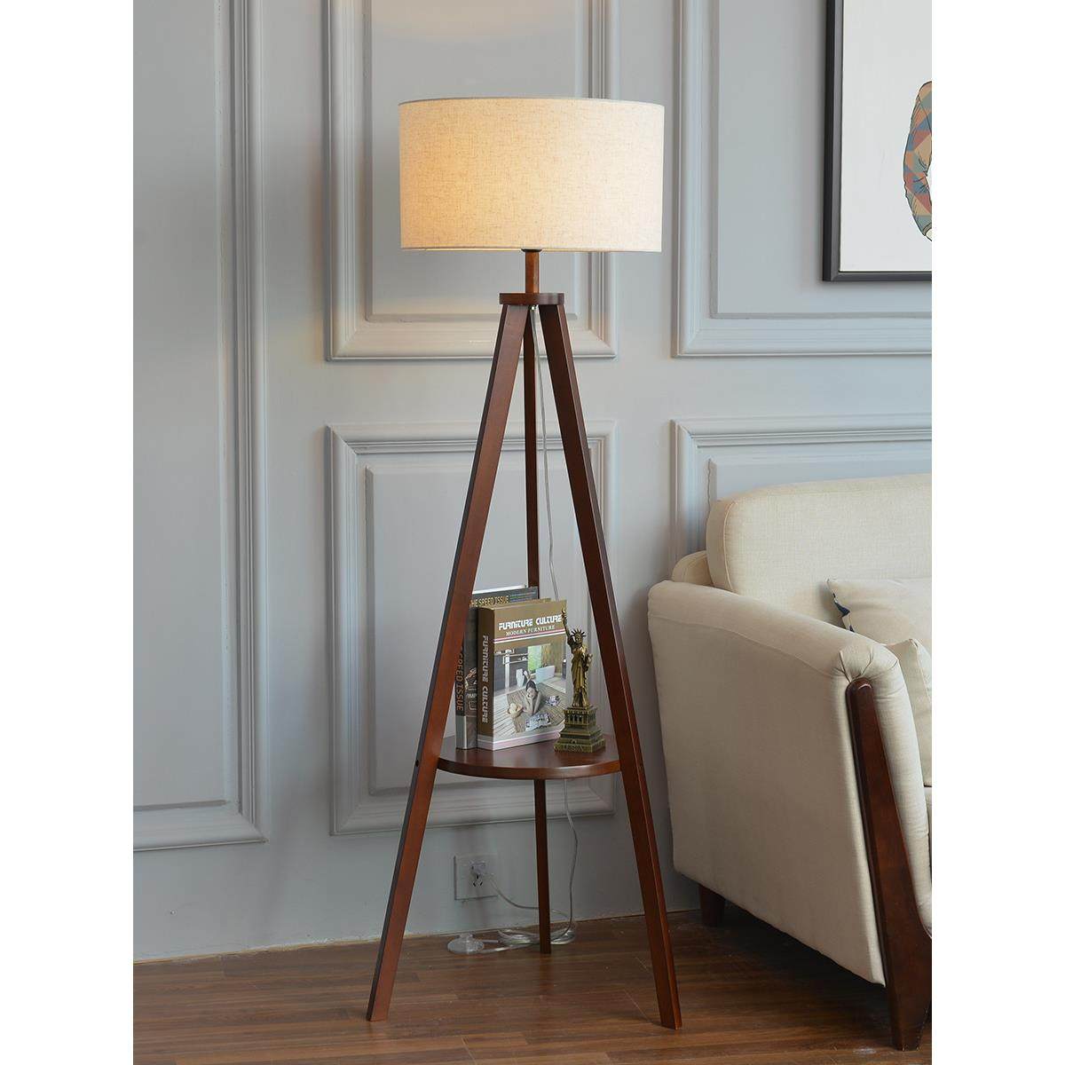 客厅沙发旁边的落地灯实木美式复古卧室床头柜置物架一体台灯地灯,特色手工艺,其他特色工艺品,淘宝优惠券,粉丝福利购,淘宝优惠卷