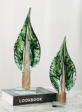 琉璃艺术树叶家大业大摆件简约电视柜别墅客厅玄关装饰品桌面摆设