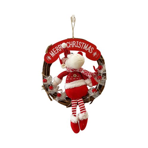 圣诞花环门挂圣诞节装饰品场景布置挂件圣诞树S花圈藤条花圈挂件
