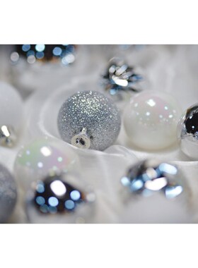 圣诞球4+6cm银色白色懒人dwiy组合异形圣诞节日装饰品网红家居挂