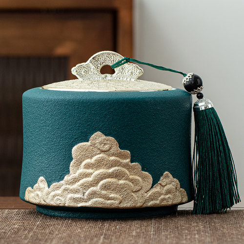 高档陶瓷茶叶罐密封罐家用大号精品储存防潮茶罐通用创意瓷罐摆件