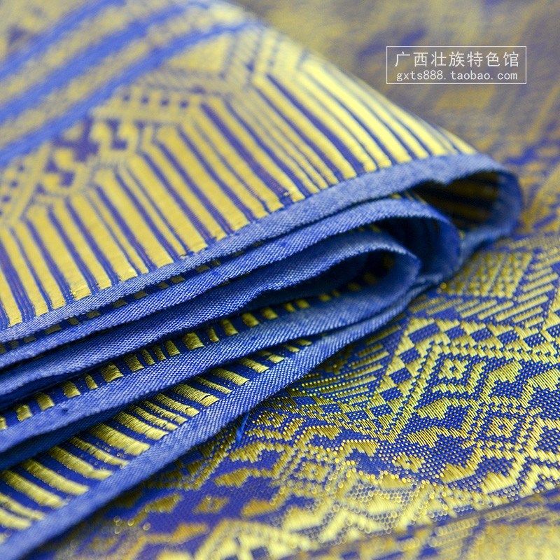 广西壮锦布料1米宽金色提花刺绣织锦缎 中式家装民族绸缎面料布料
