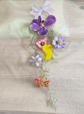 紫色唯美多巴胺垂坠新娘结婚手腕花伴G娘姐妹团手花仿真花楼梯装