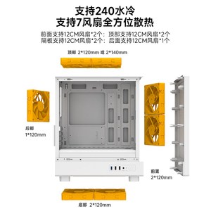 金河田简誉极电脑机箱台式机主机diy玻G璃侧透明MATX白色水冷机箱