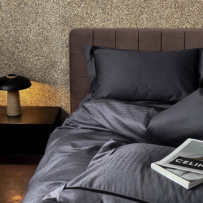 高端轻奢匹马全棉100支提花四件套长绒棉贡缎床单被套高级感床品