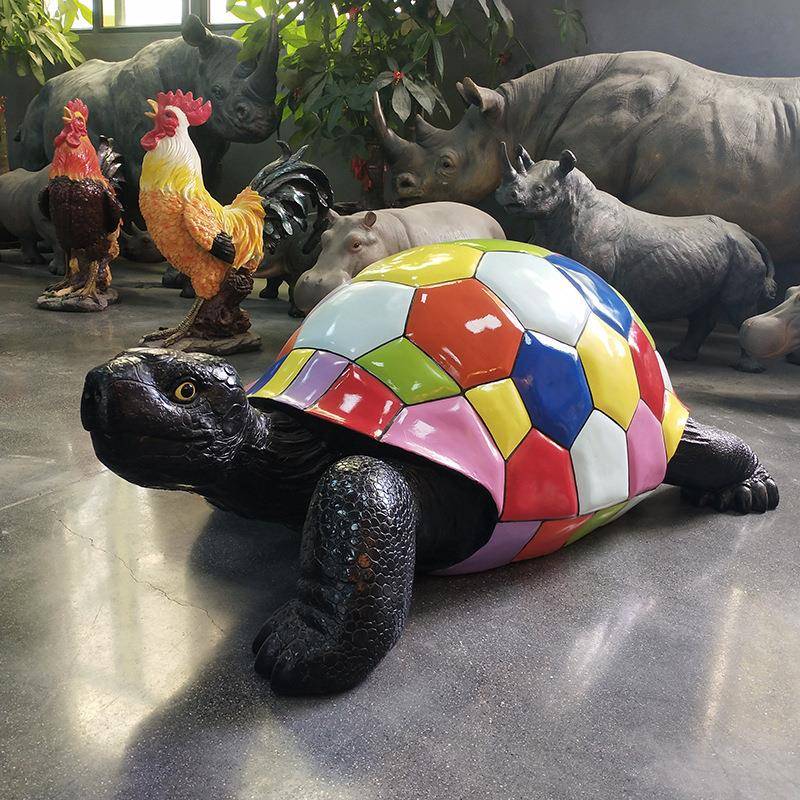 创意泼彩动物乌龟雕塑摆件家居客厅装饰淋漆大猩猩工艺品欧式
