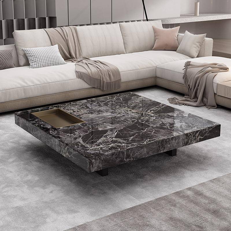 意式极简正方形岩板茶几客厅家用轻奢现代简约都设计师悬浮高级感