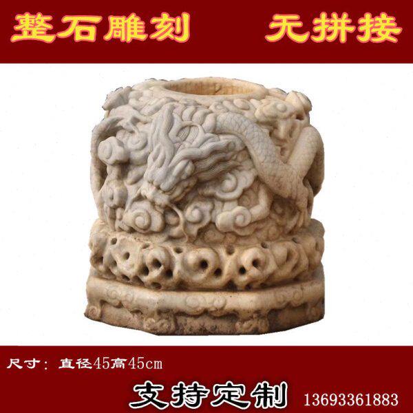 花架石墩石雕玉石汉鼓花几龙老白收藏仿仿古底座柱精品凳实用墩
