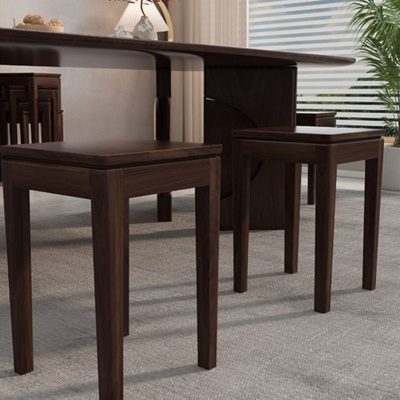 实木凳子餐椅北美黑胡桃木餐桌方凳可叠放家用新中式茶桌凳子高凳