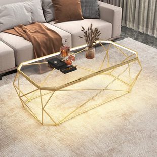 茶几轻奢现代小户型客厅家用桌简约钢化玻璃休闲理发店影音室网红