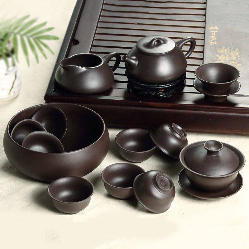 紫砂茶杯套装家用高档紫砂壶带盖陶瓷功夫茶具全套中国风盖碗茶杯