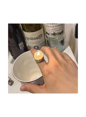 个性小众蜡烛烛台街头土酷概念款ins镜面夸张欧美镀金复古戒指