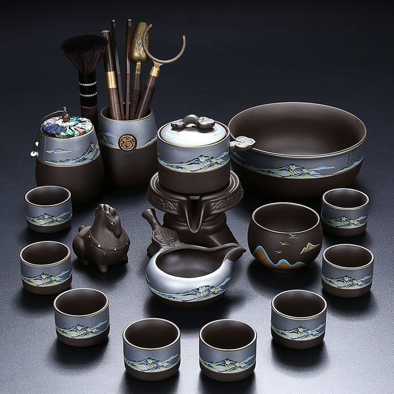 原矿紫砂懒人泡茶套装茶具家用自动一整套旋转功夫茶杯茶壶全套