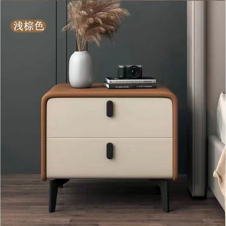 全友家居全实木床头柜2025新款卧室家用简约现代皮质极简轻奢免安