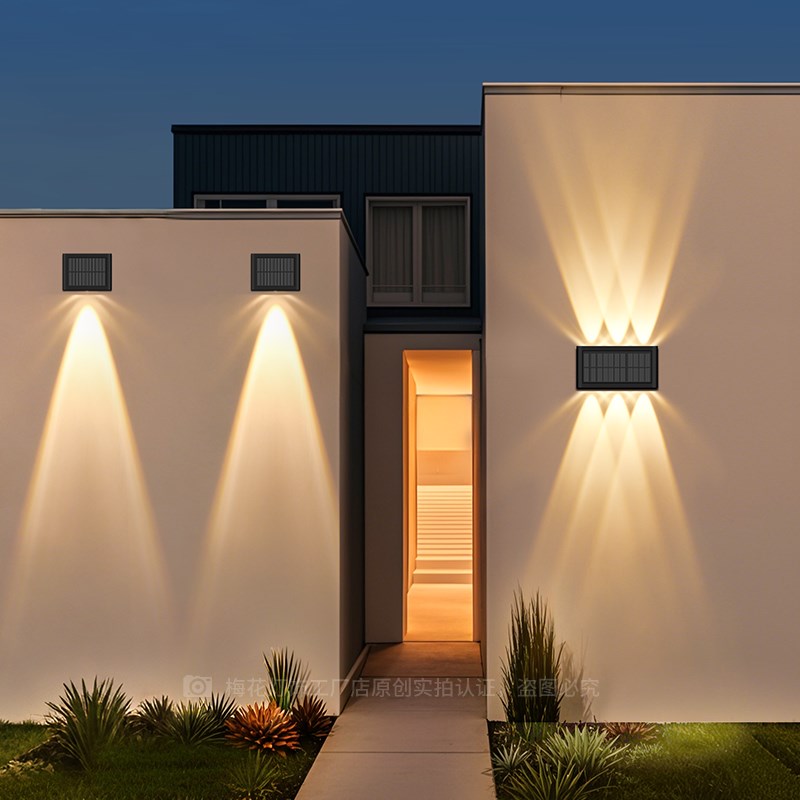 户外壁灯太阳能h别墅庭院灯室外防水外墙门口装饰氛围灯围墙洗墙