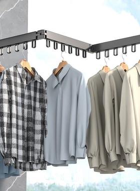 免打孔折叠晾衣架壁挂阳台隐形伸缩晒衣架晾衣杆室内无阳台神器