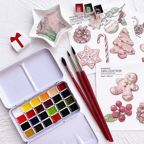 德国史明克学院级小史24色固体水彩颜料试用分装1ml迷你分装