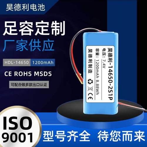 1200mAh-2S1P加板出端子带陶瓷温控开关网络信号接收器电池14650
