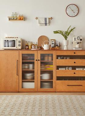 日式实木餐边柜家用客厅储物茶水柜组合柜子餐厅靠墙落地式橱柜