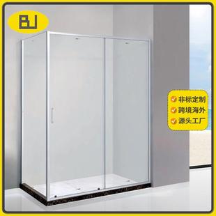 L型淋浴房玻璃隔断滑轮移门不锈钢干湿分离卫生间极窄款