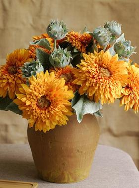 仿生向日葵仿真花束家居客厅假干花绢花摆件轻奢高档摆设装饰花