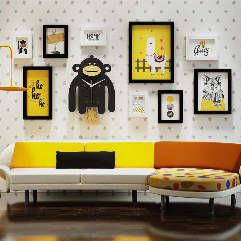 实木_7172_卡通实木照片墙大猩猩组合装饰相框摇摆真钟表可换相片,清洗/食品/商业设备,风口/风叶/风机配件,淘宝优惠券,粉丝福利购,淘宝优惠卷